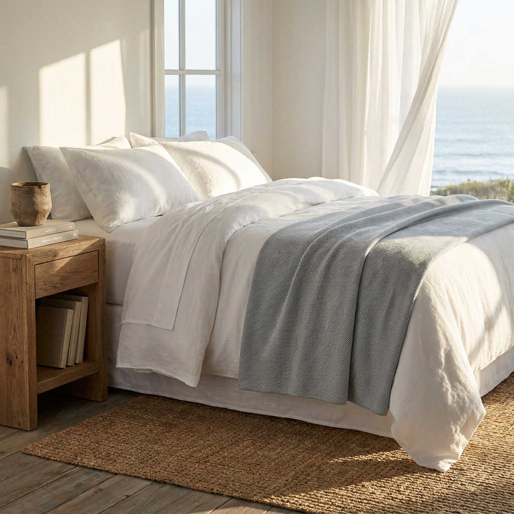Basketweave Blanket, Dusty Blue - Riviera Home