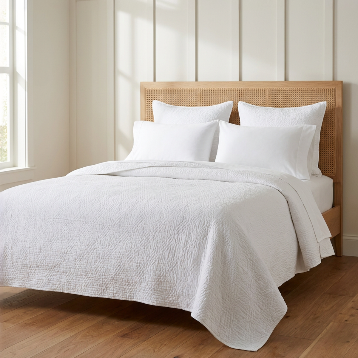 Diamond Cotton Coverlet, Snow White - Riviera Home