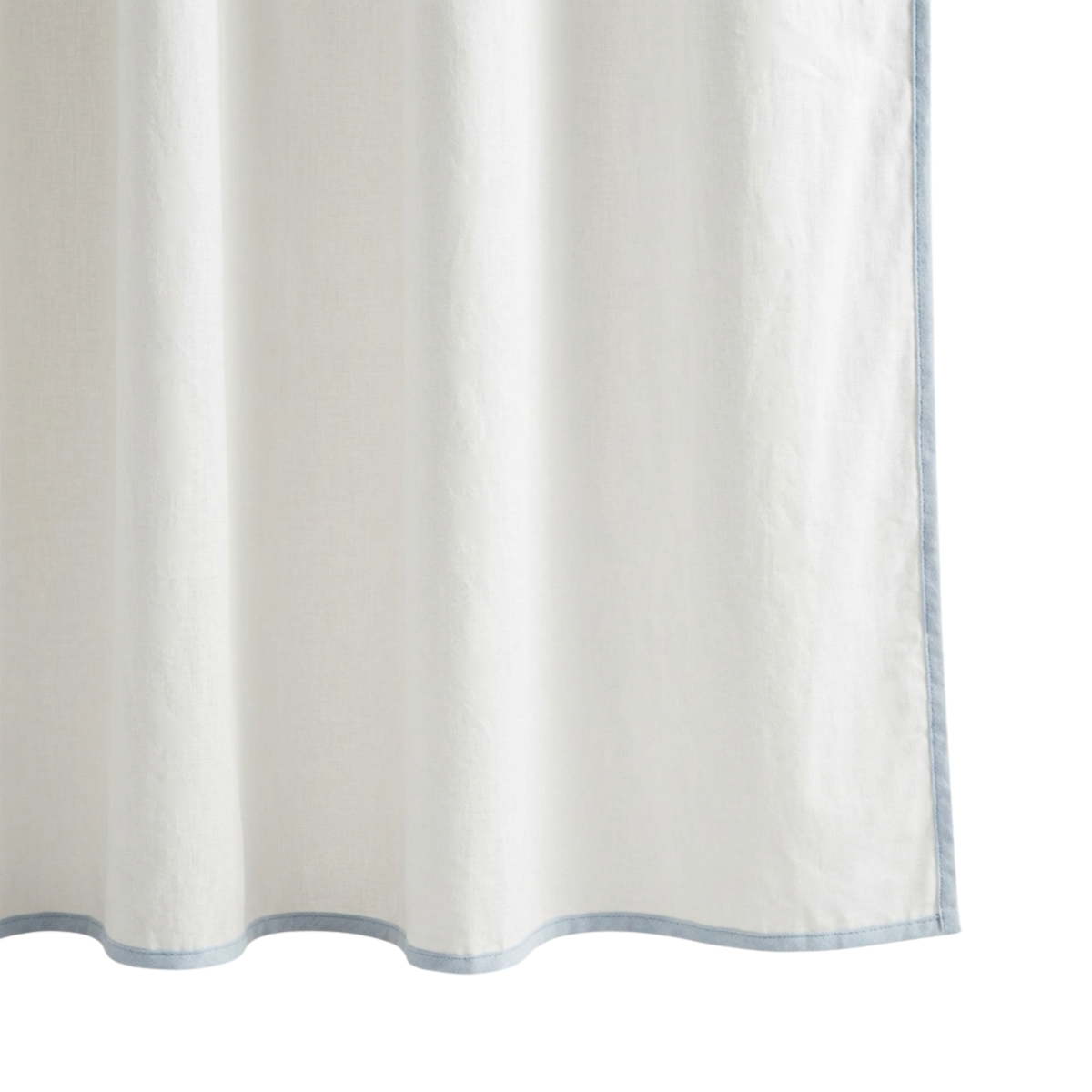 Flounce Top Shower Curtain, Snow White / Pearl Blue - Riviera Home
