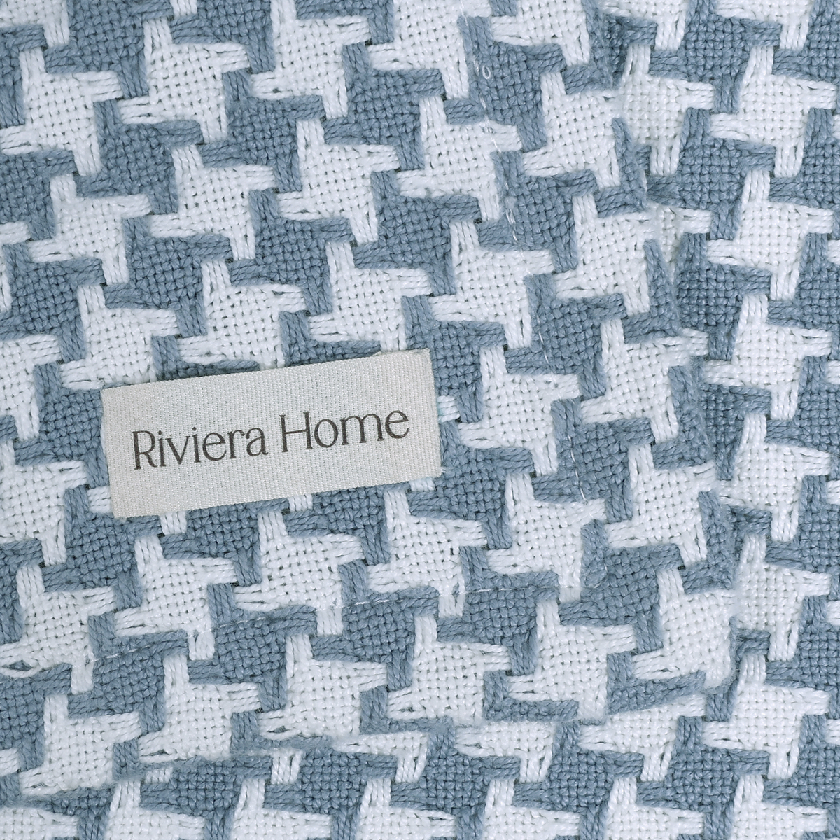 Houndstooth Blanket, Dusty Blue - Riviera Home