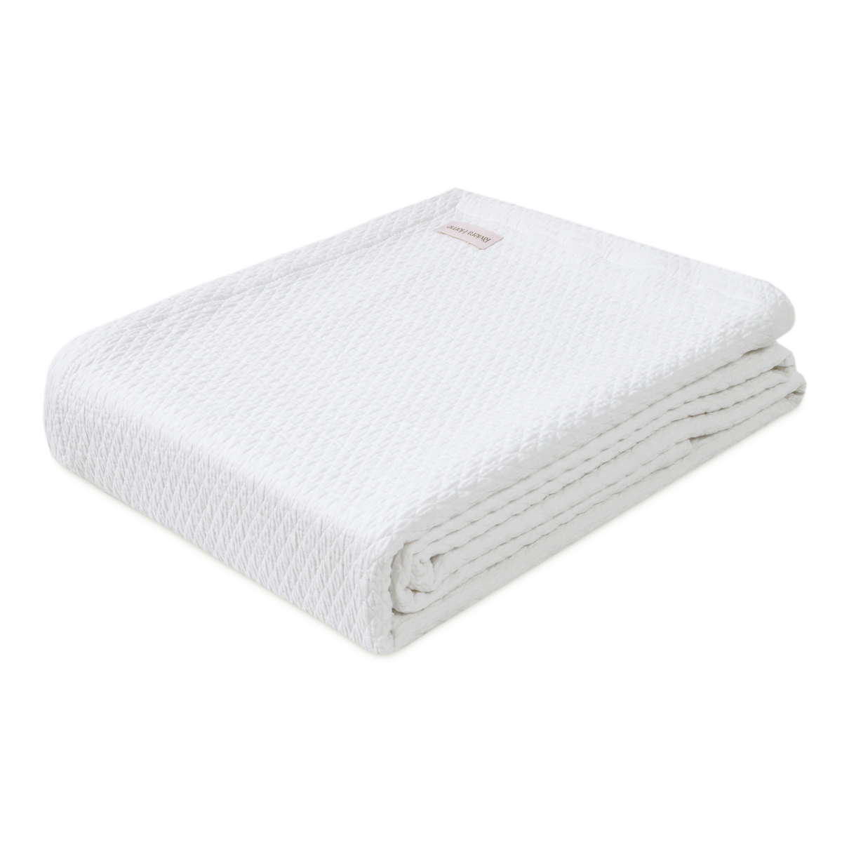 Mini Diamond Cotton Coverlet, Snow White - Riviera Home