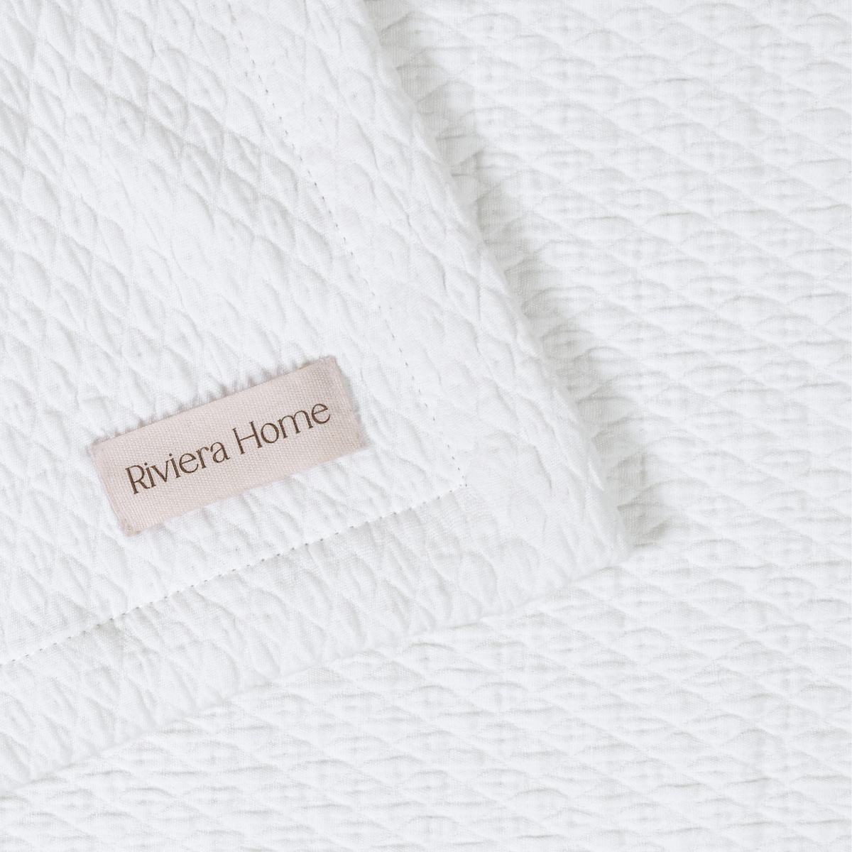 Mini Diamond Cotton Coverlet, Snow White - Riviera Home