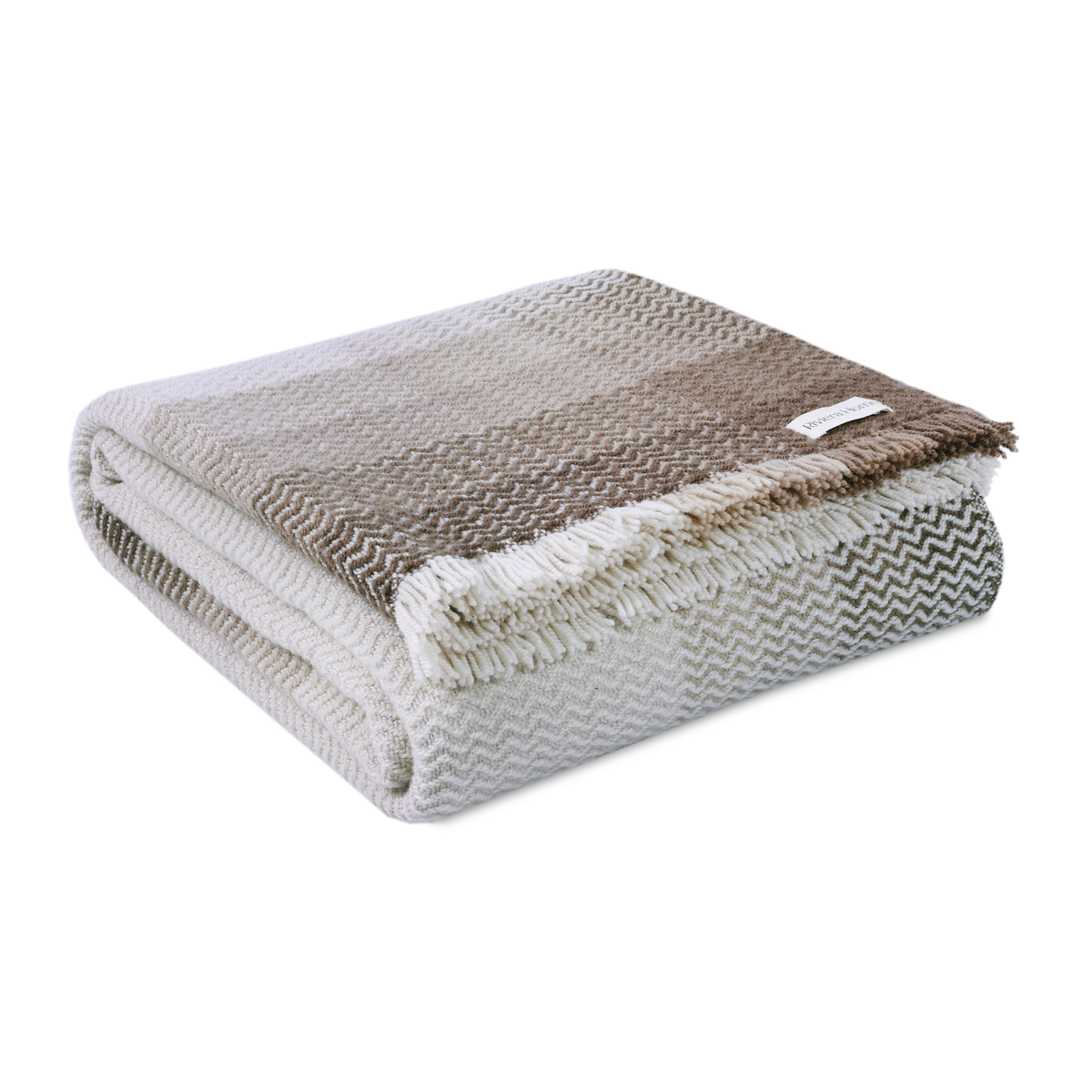 Ombré Grid Merino Wool Throw, Malt Ball - Riviera Home