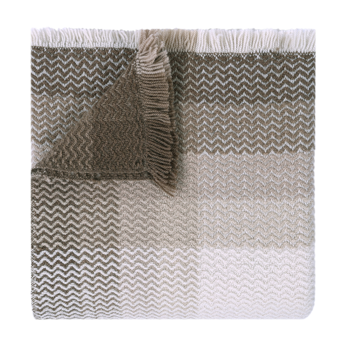Ombré Grid Merino Wool Throw, Malt Ball - Riviera Home