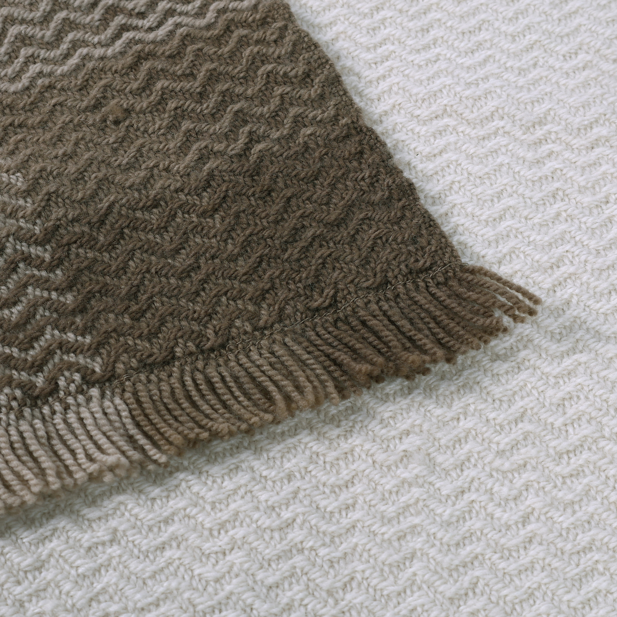 Ombré Grid Merino Wool Throw, Malt Ball - Riviera Home
