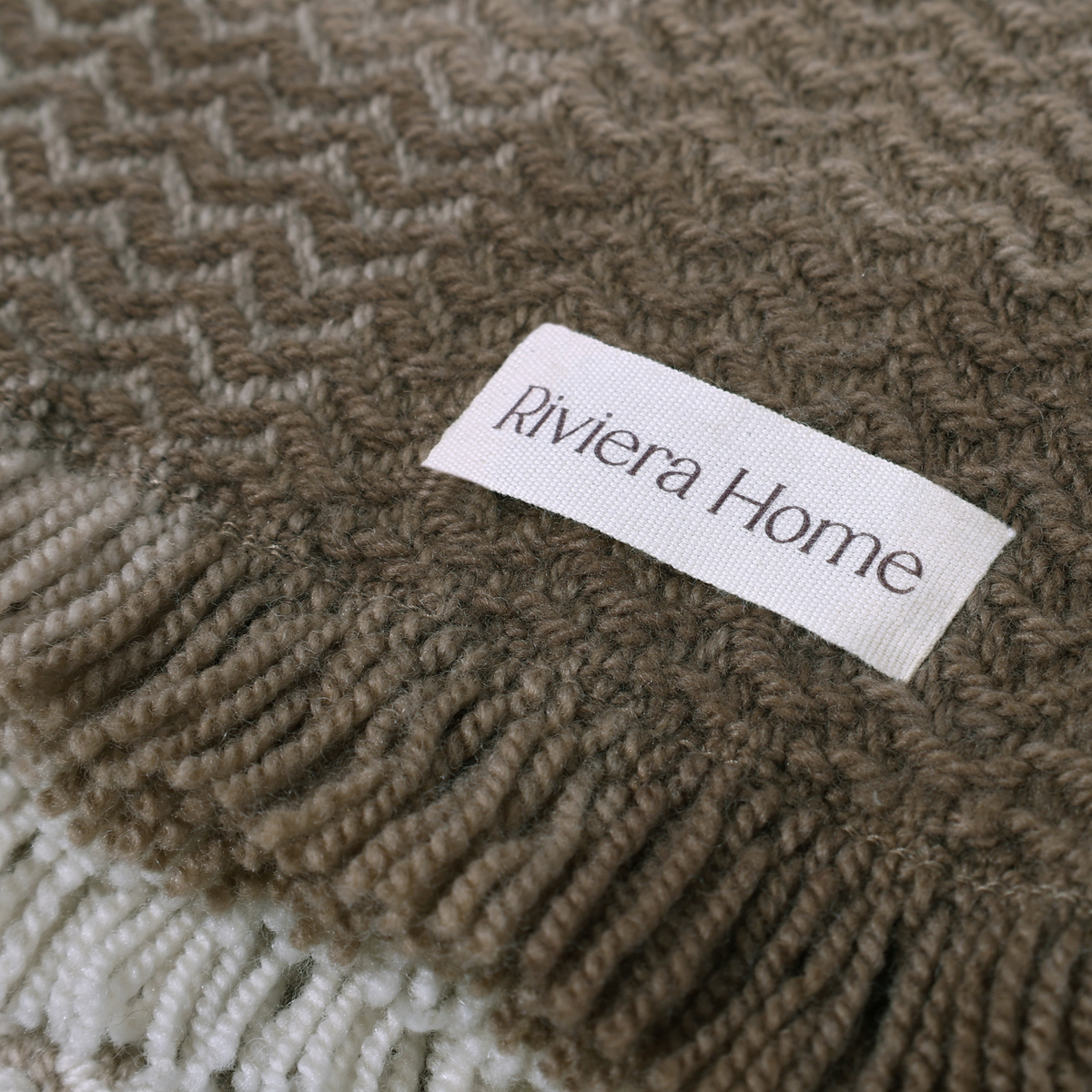 Ombré Grid Merino Wool Throw, Malt Ball - Riviera Home
