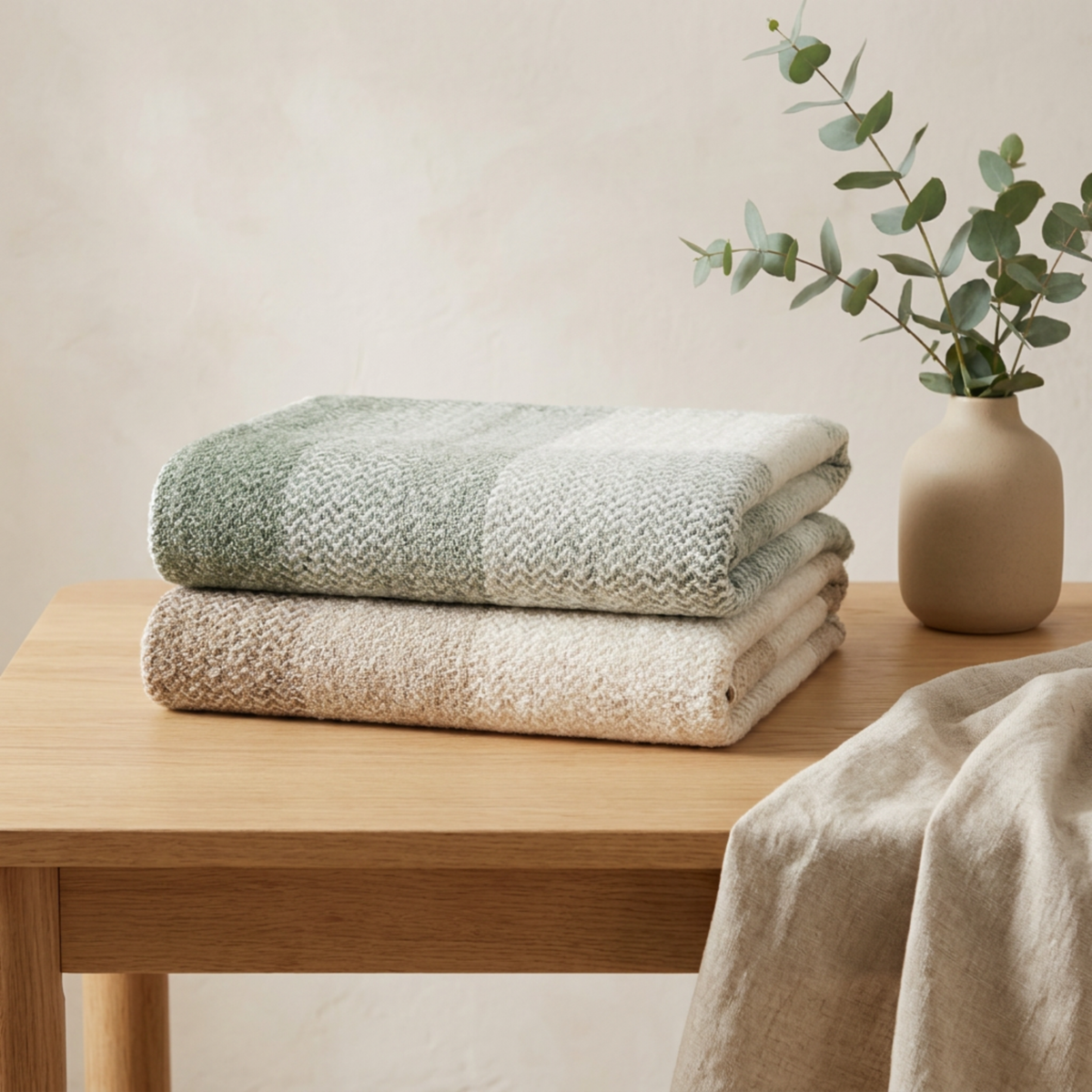 Ombré Grid Merino Wool Throw, Laygem - Riviera Home