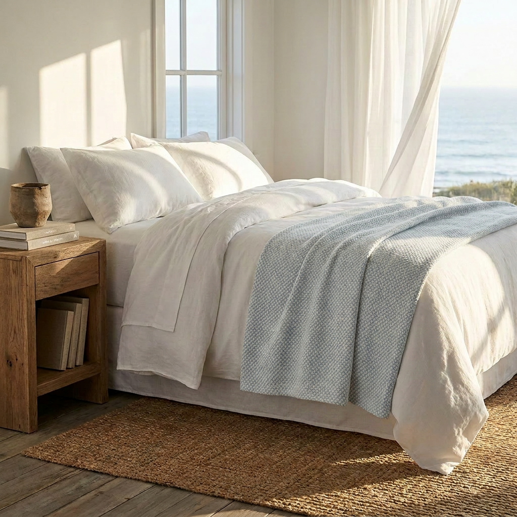 Pasco Yarn Dyed Cotton Blanket, Pearl Blue - Riviera Home
