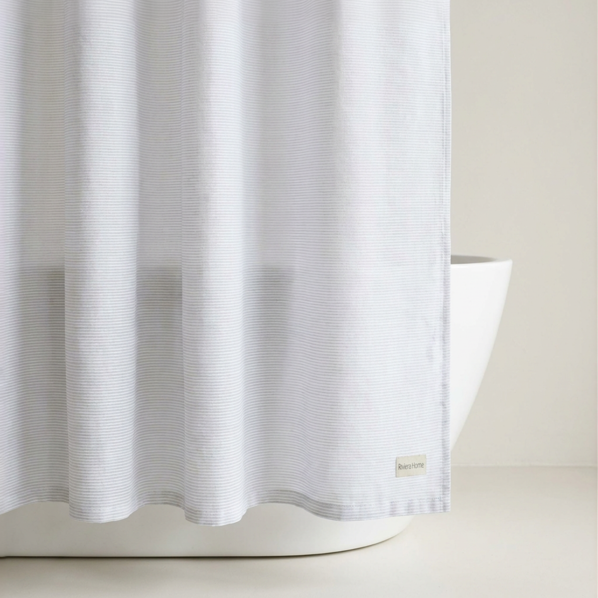 Rio Yarn Dyed Shower Curtain, Snow White - Riviera Home