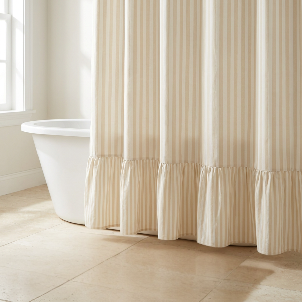 Ruffle Stripe Shower Curtain - Riviera Home