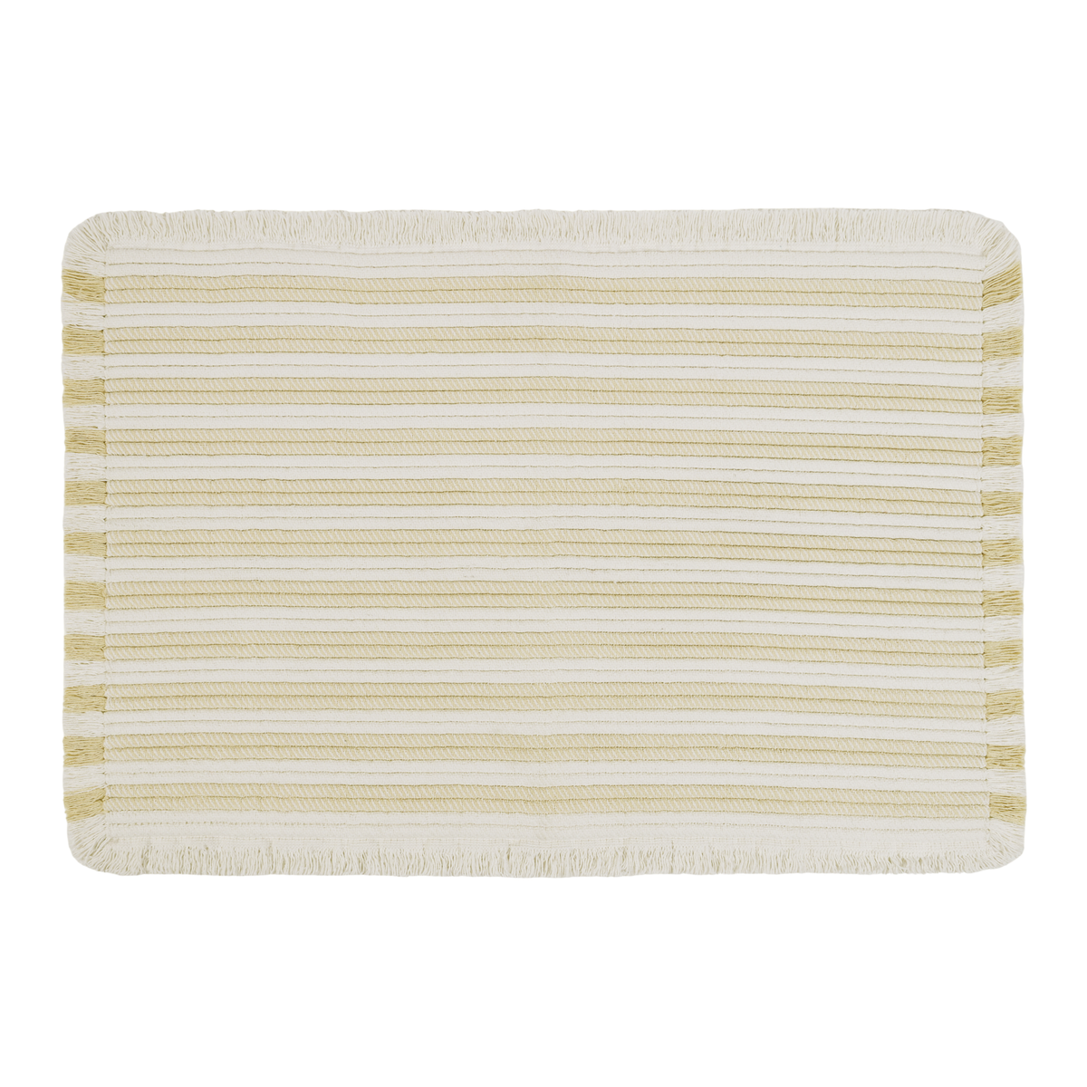 Striped Fringe Bath Rug, Banana Crepe - Riviera Home