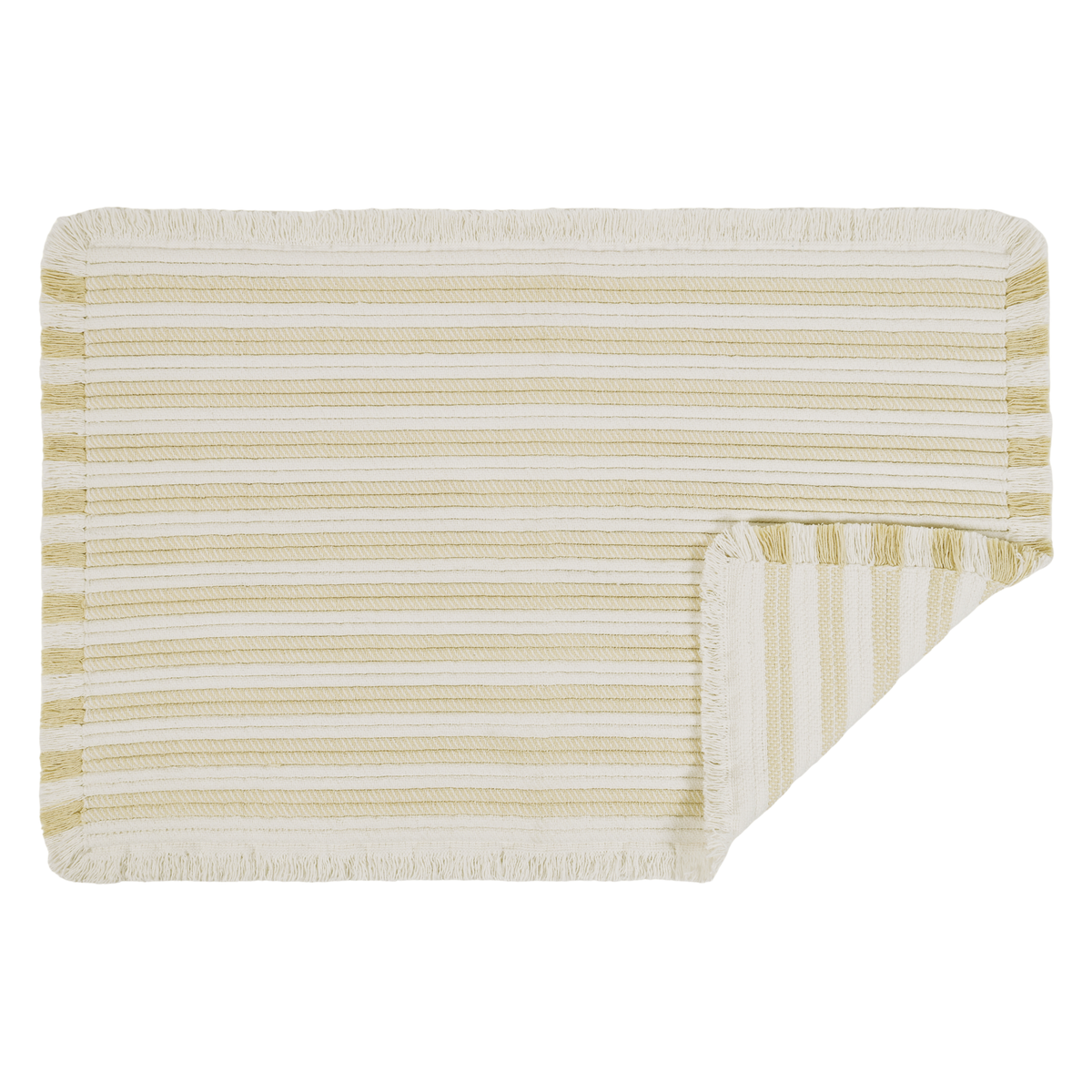 Striped Fringe Bath Rug, Banana Crepe - Riviera Home
